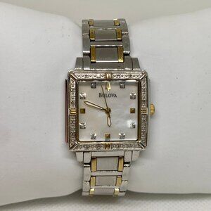 Bulova Diamond Women's watch 26mm Mop Dial Watch C637457 size 6.5” running